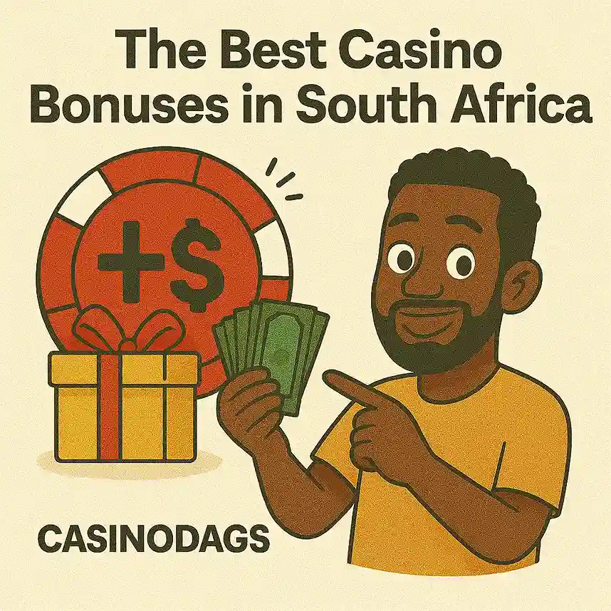 Excited South African player claiming a welcome casino bonus