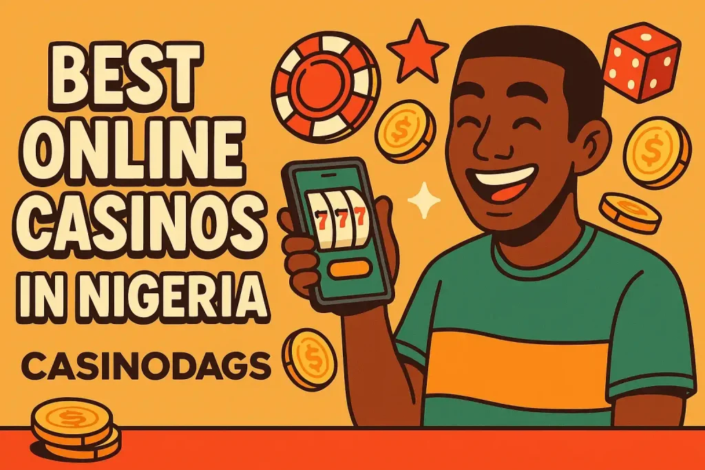 Colorful cartoon banner for best Nigerian casino platforms