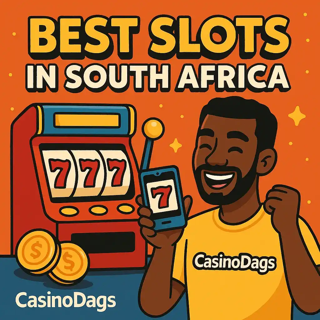 Colorful slot machine spinning on CasinoDags South Africa